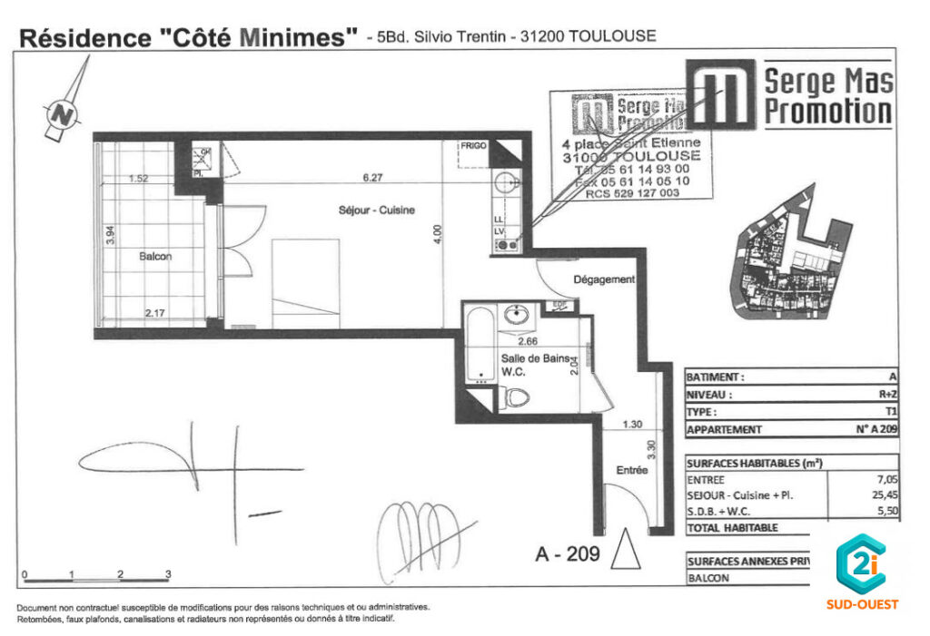 Minimes – Grand studio – Vendu loué