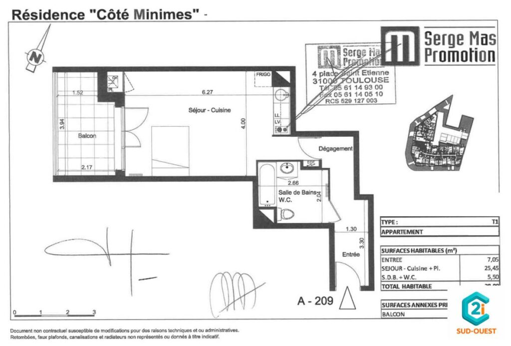 Minimes – Grand studio – Vendu loué